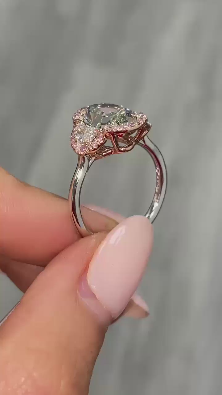 3.12ct Fancy Grayish Yellowish Green VS1 GIA Ring