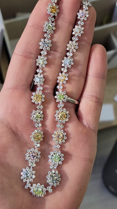 23ct Fancy Color Diamond Floral Necklace