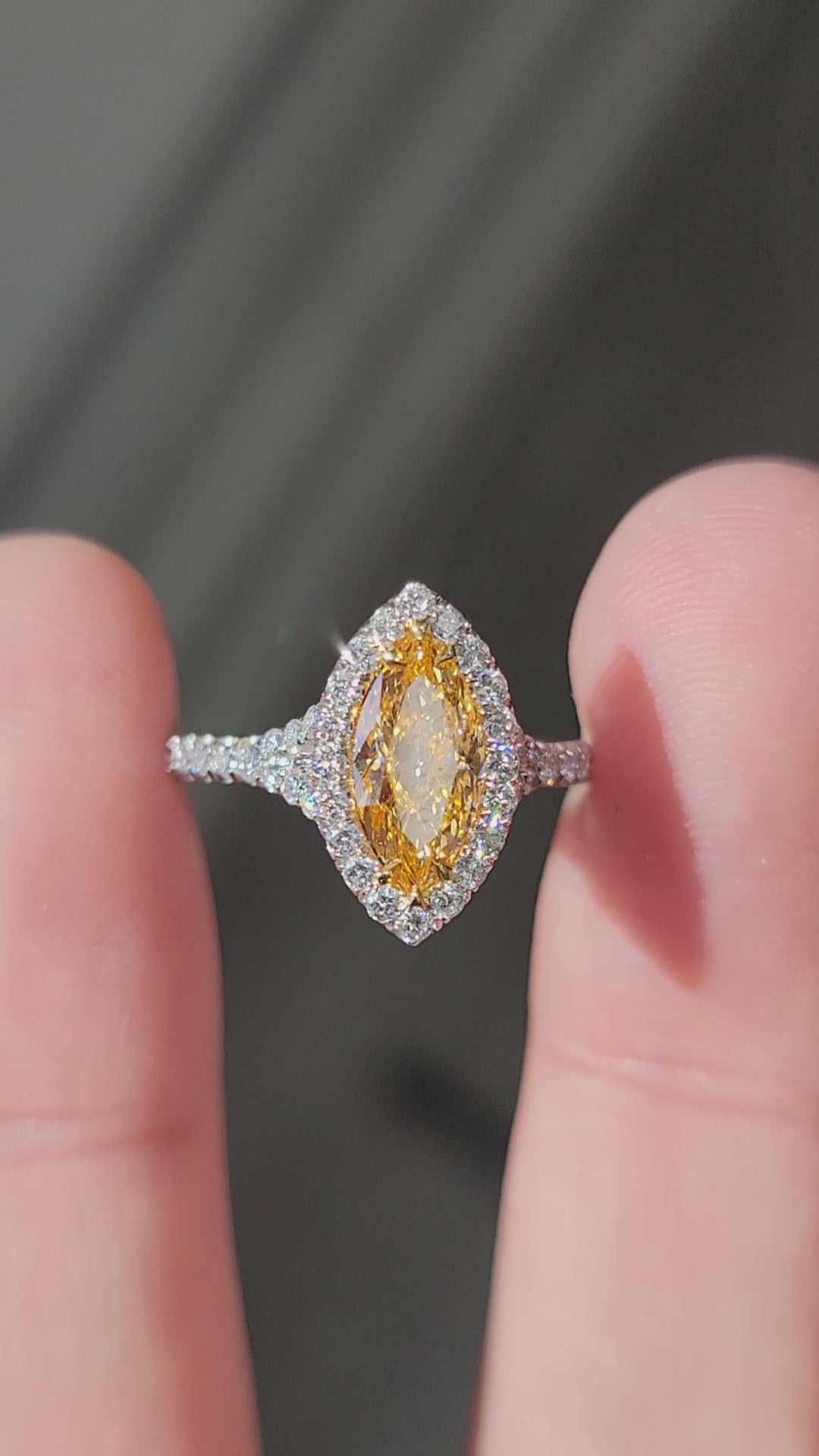 1.05ct Fancy Intense Orange-Yellow Marquise VVS1 Ring