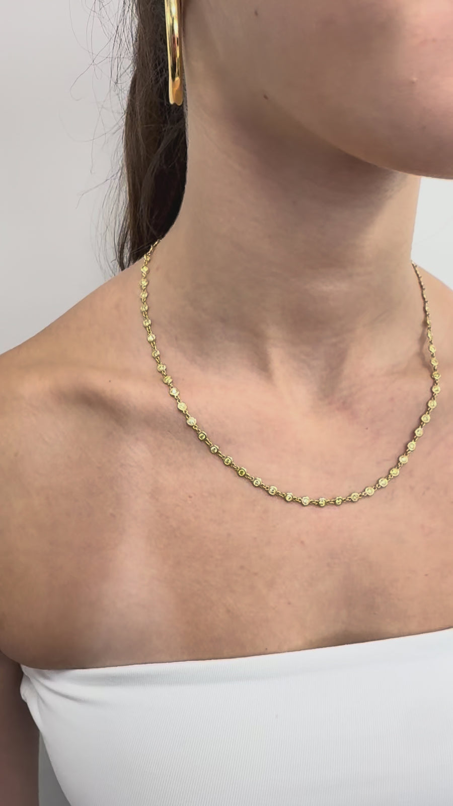 3.14ctw Fancy Yellow Round Diamond Bezel Set Station Necklace
