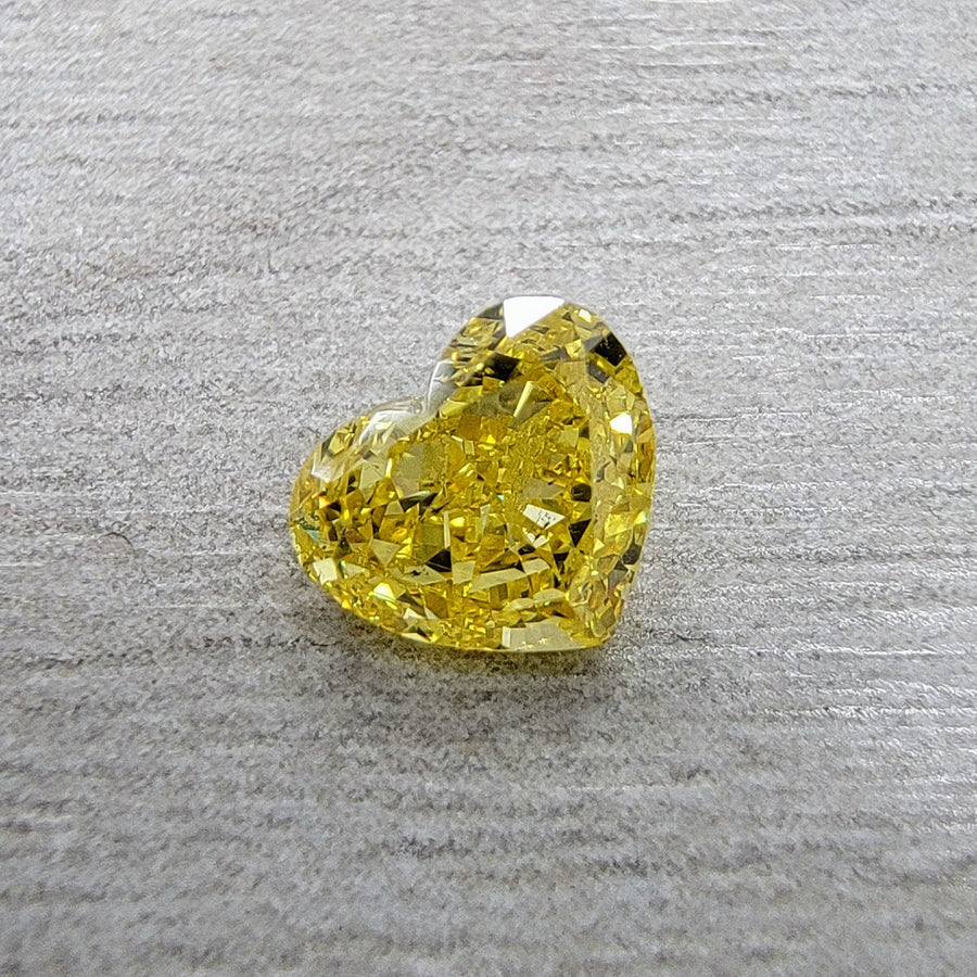 0.72ct Fancy Vivid Yellow Heart Diamond I1 GIA