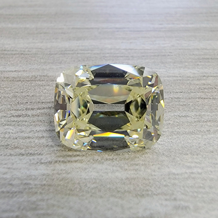 4.06ct Light Yellow Old Mine Cushion Diamond VS2 GIA