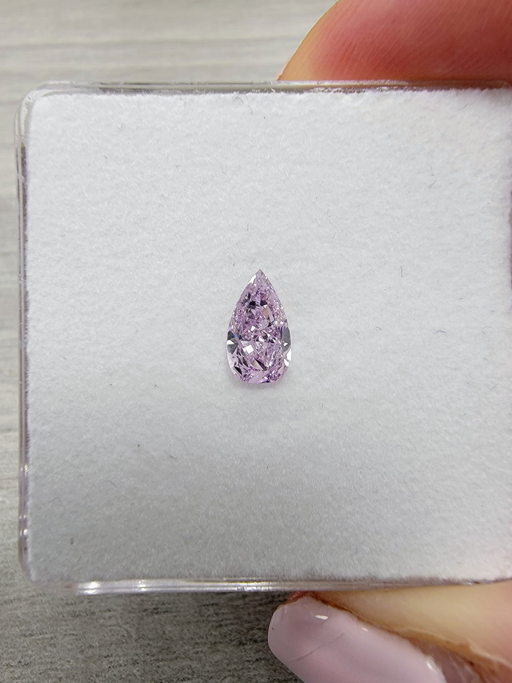 0.56ct Fancy Pinkish Purple Pear Diamond I1 GIA