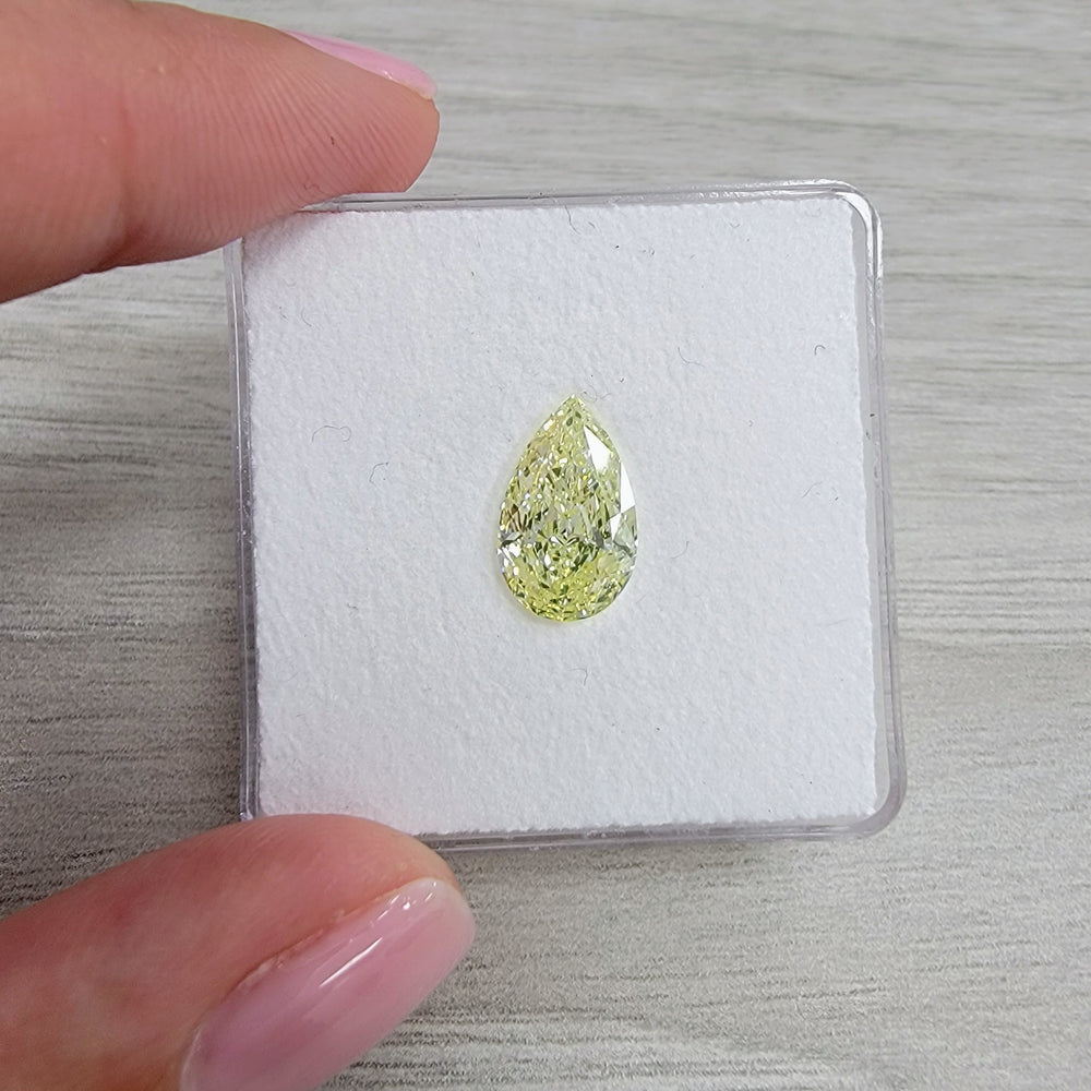 2.52ct Fancy Light Greenish Yellow Pear Diamond VS2 GIA