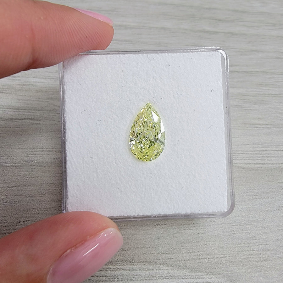 2.52ct Fancy Light Greenish Yellow Pear Diamond VS2 GIA