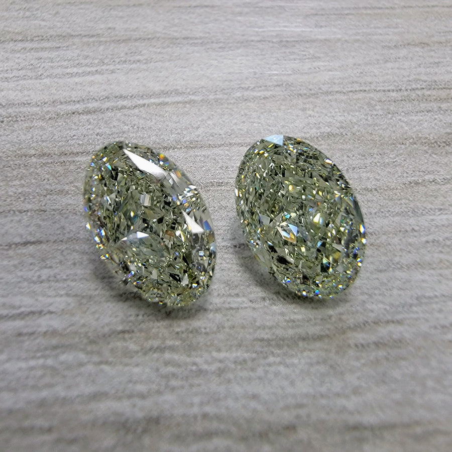 1.92ct & 2.01ct Fancy Grayish Yellowish Green Oval Diamonds VS1 GIA
