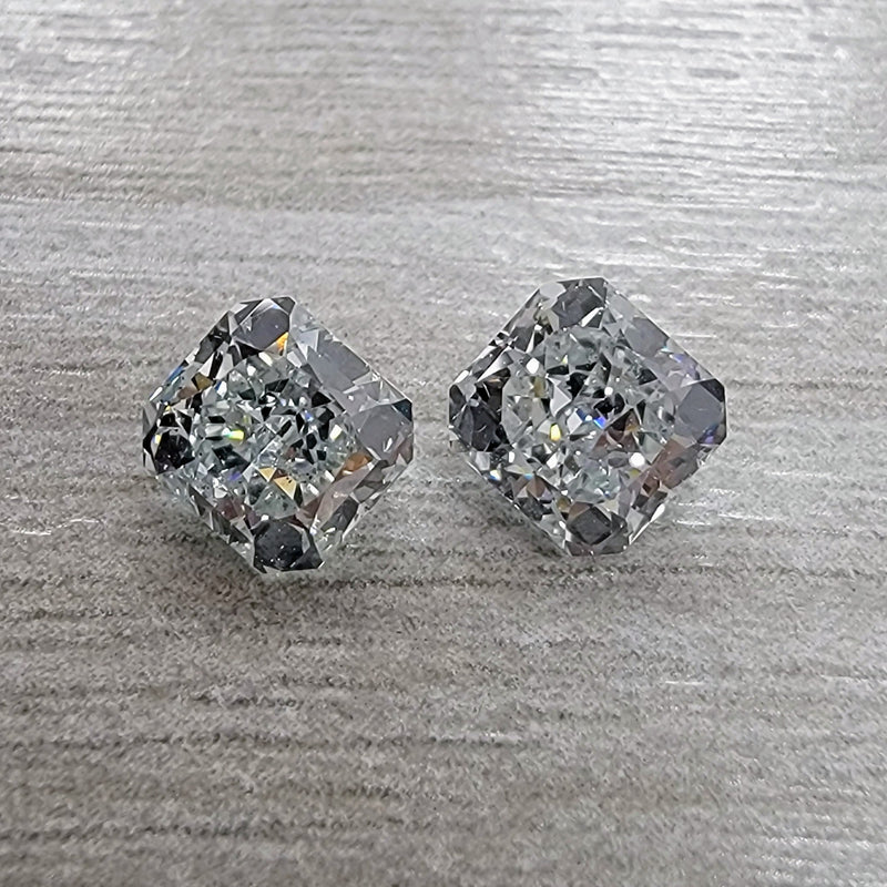 1.03ct & 1.03ct Fancy Light Blueish Green & Fancy Light Greenish Blue Radiant Diamonds GIA