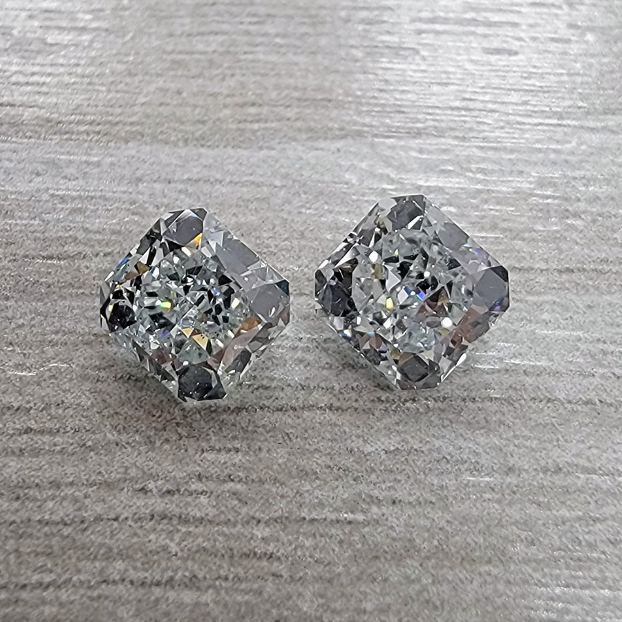 1.03ct & 1.03ct Fancy Light Blueish Green & Fancy Light Greenish Blue Radiant Diamonds GIA