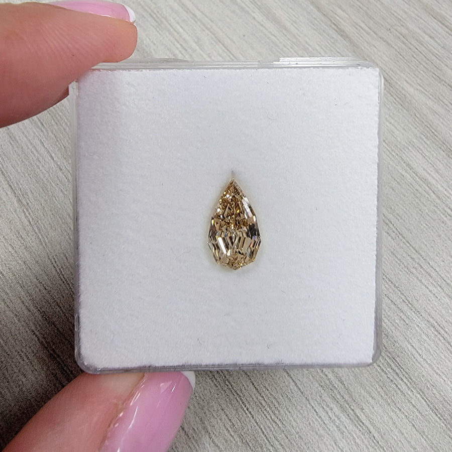 1.51ct Champagne Brown Diamond Step-Cut Pear-Shape Diamond