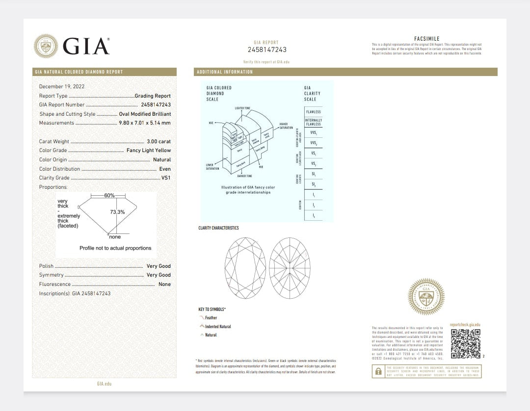 3.00ct & 3.00ct Fancy Light Yellow Oval Diamonds GIA