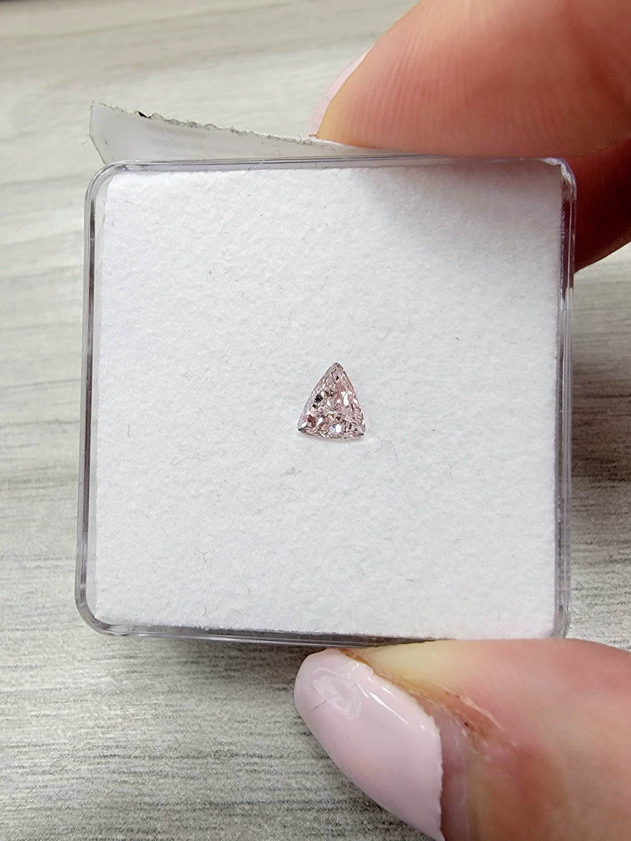 0.29ct Fancy Orangy Pink Trillion Diamond SI1 GIA