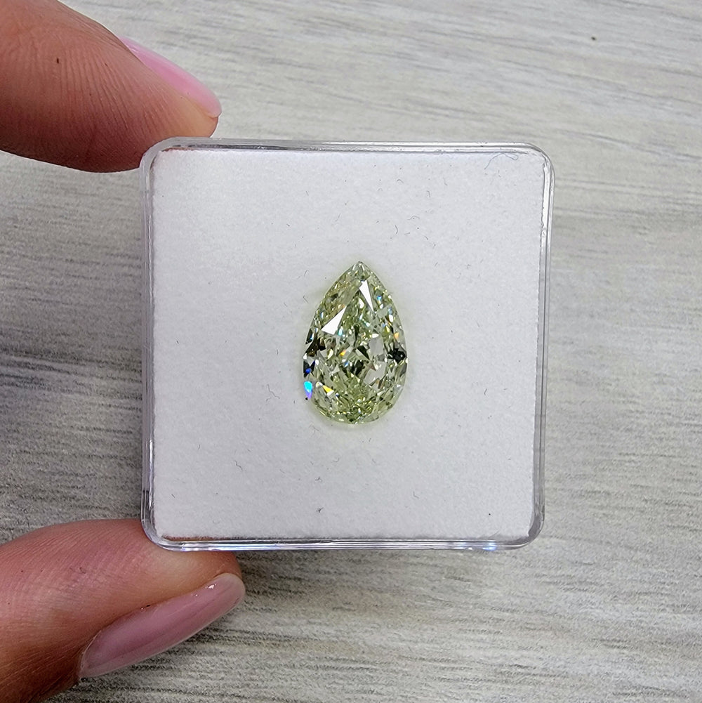5.28ct Fancy Yellow-Green Pear Diamond SI1 GIA