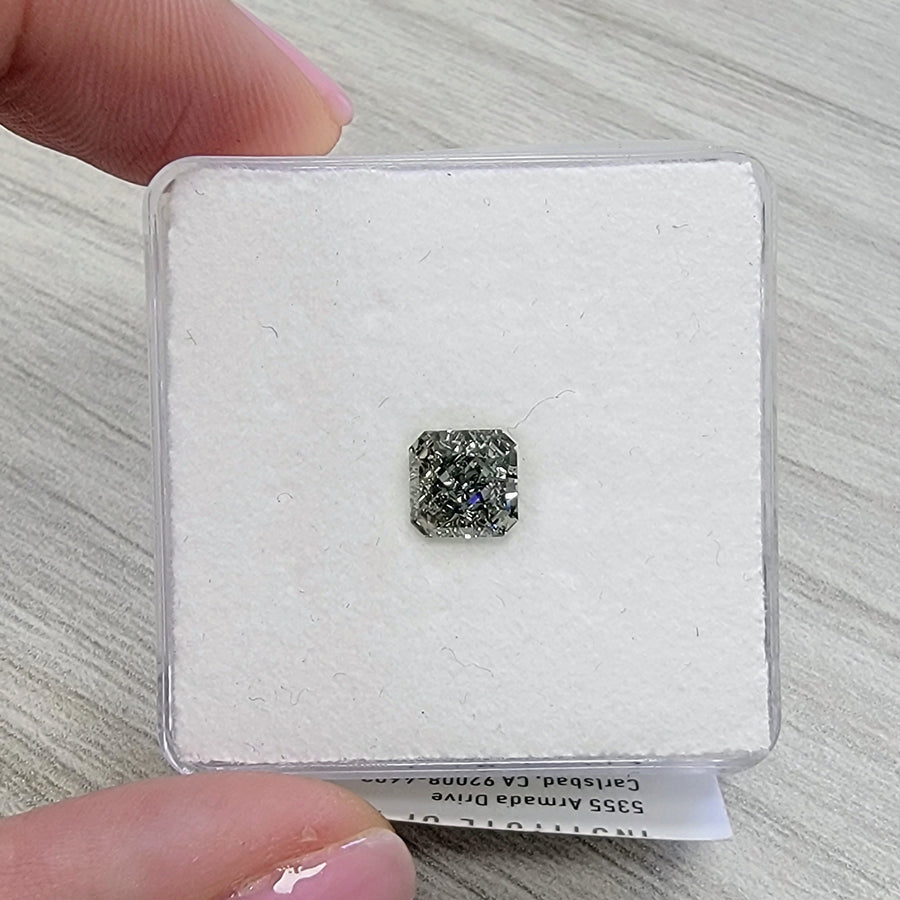 1.44ct Fancy Green-Gray Square Radiant Diamond SI1 GIA
