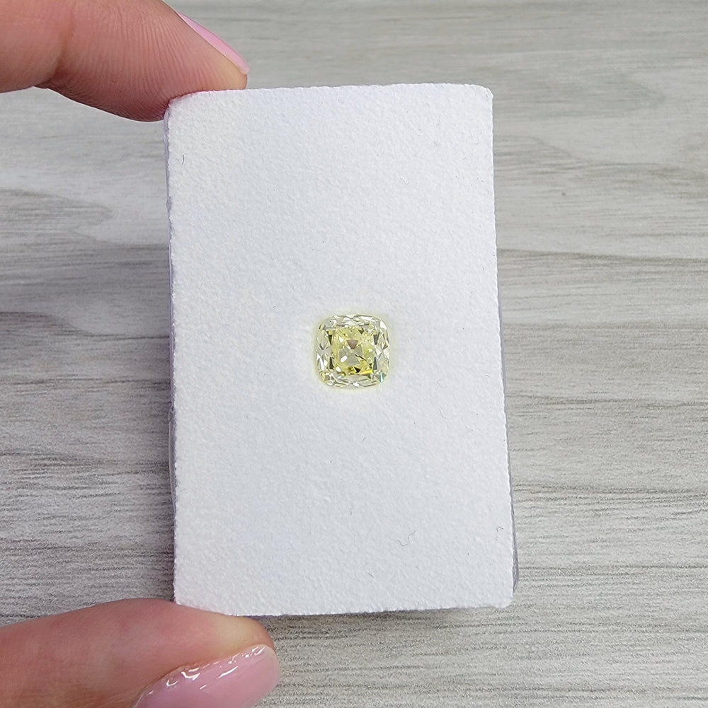 2.50ct Light Yellow Old Mine Cushion Diamond VS1 GIA