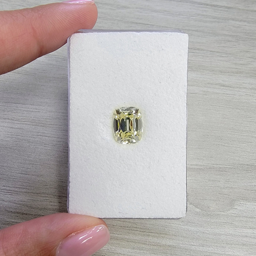 4.06ct Light Yellow Old Mine Cushion Diamond VS2 GIA