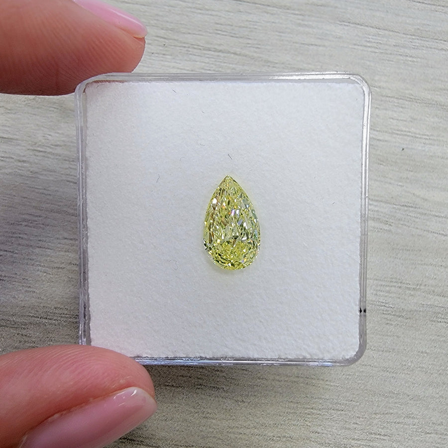 2.06ct Fancy Light Greenish Yellow Pear Diamond VS1 GIA