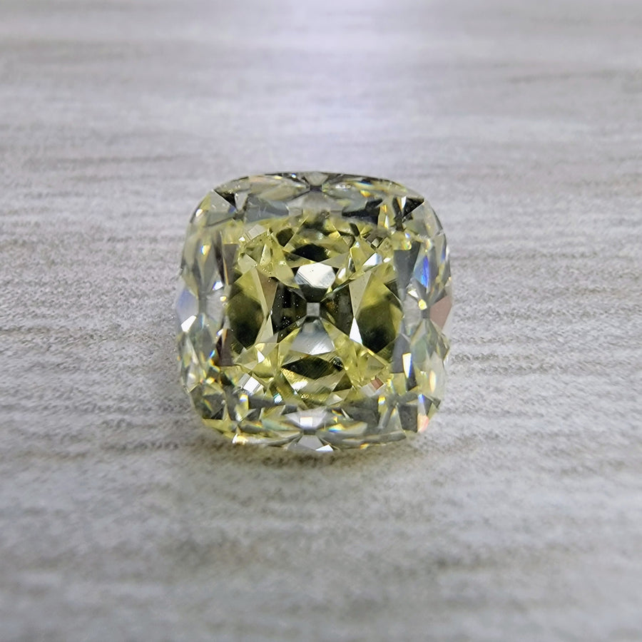 2.50ct Light Yellow Old Mine Cushion Diamond VS1 GIA
