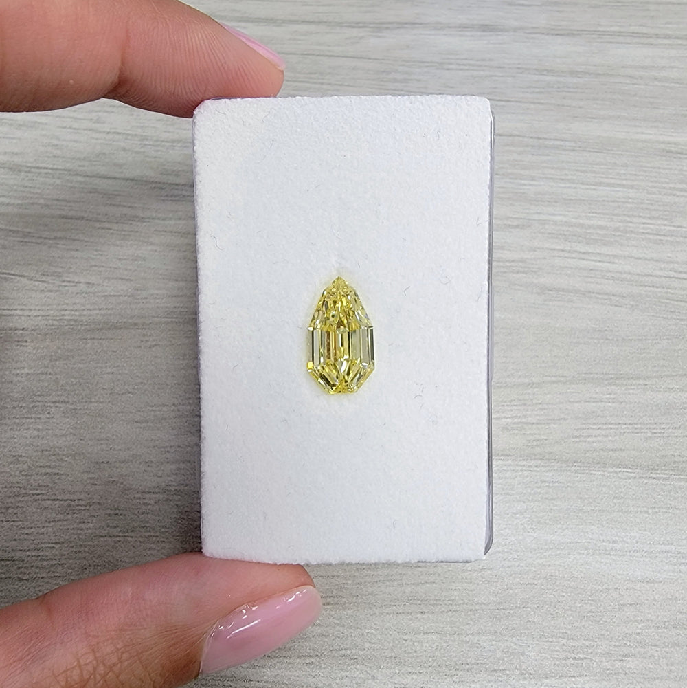 3.04ct Fancy Yellow Step-Cut Pear Diamond VVS2 GIA