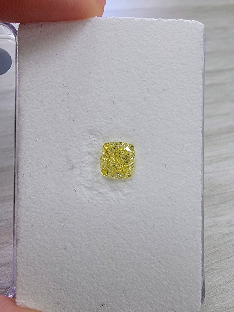 1.73ct Fancy Yellow Cushion Diamond VS2 GIA