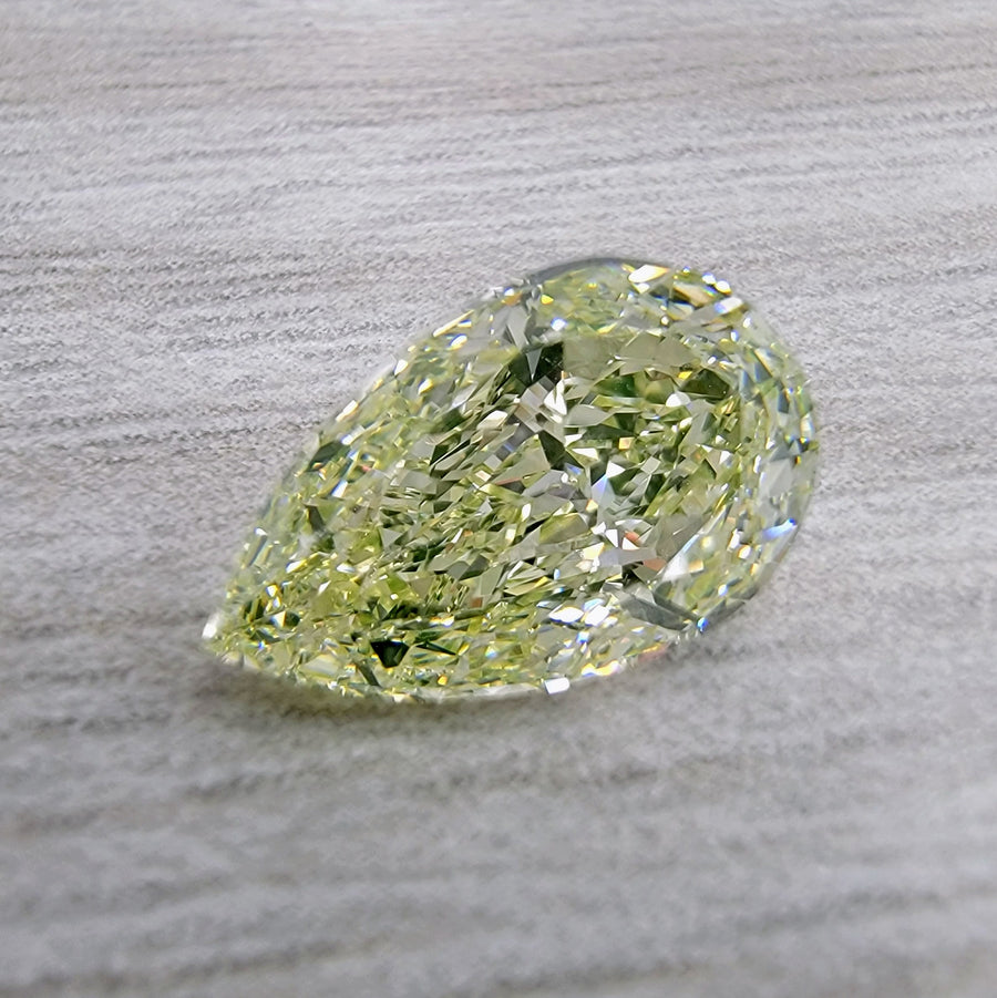2.52ct Fancy Light Greenish Yellow Pear Diamond VS2 GIA