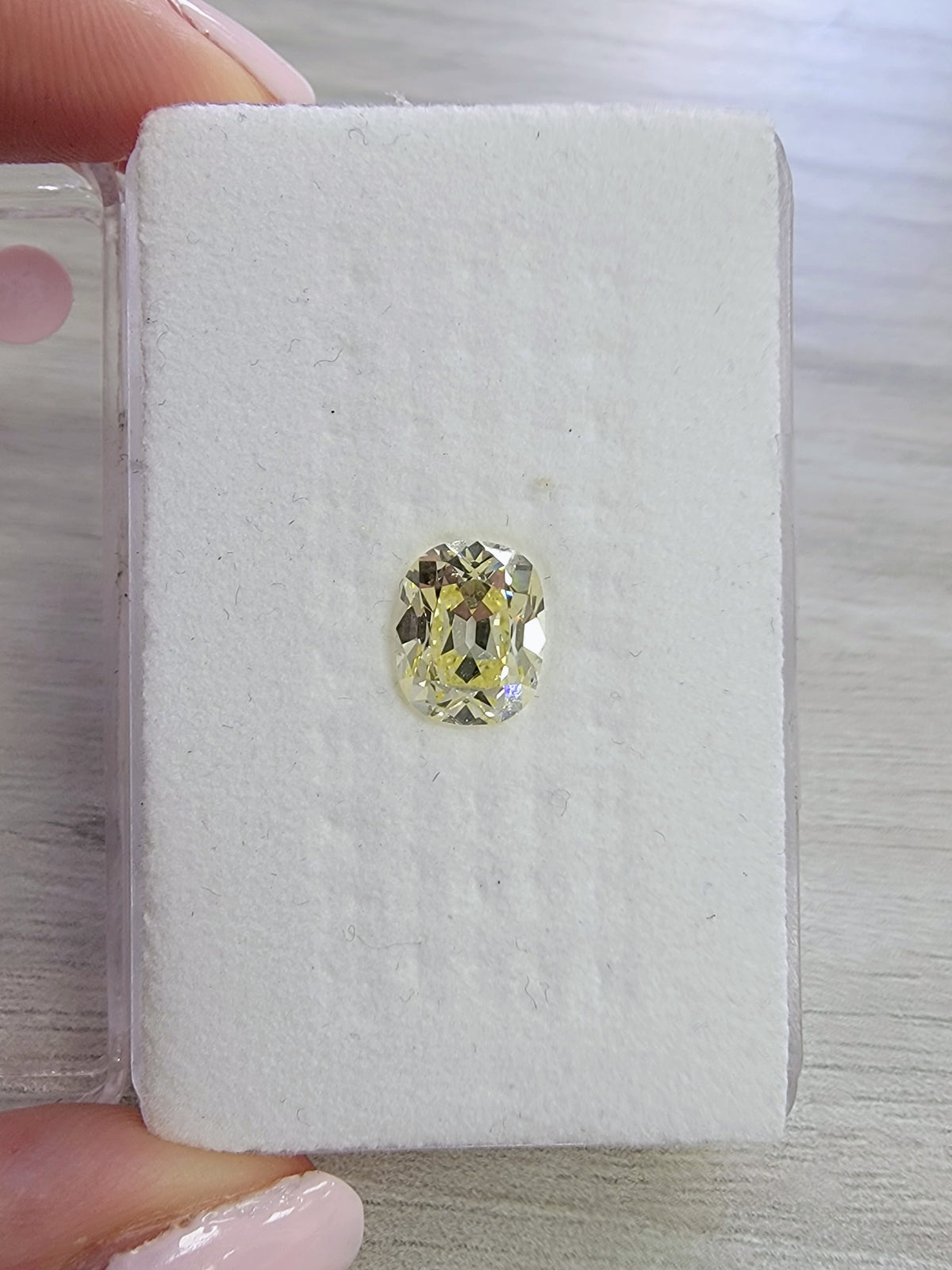 2.70ct Light Yellow Old Mine Cushion Diamond Ring VS2 GIA