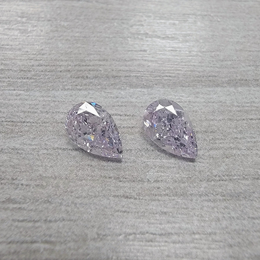 0.55ct & 0.53ct Very Light Pink Pear Diamonds VS2 GIA