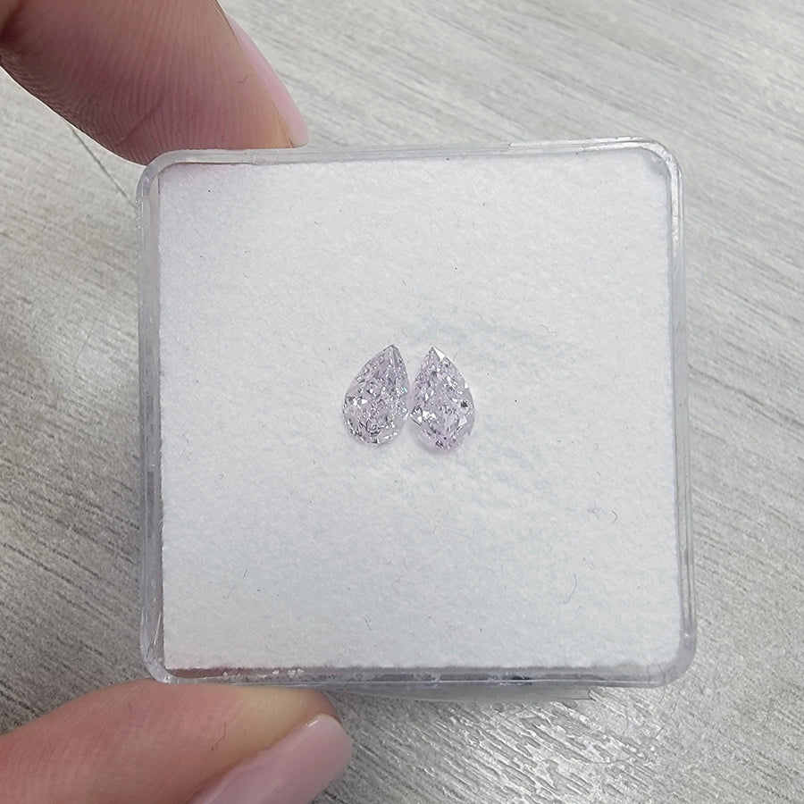 0.55ct & 0.53ct Very Light Pink Pear Diamonds VS2 GIA