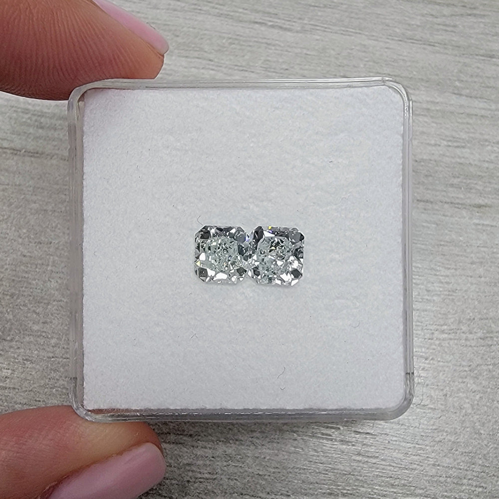 1.03ct & 1.03ct Fancy Light Blueish Green & Fancy Light Greenish Blue Radiant Diamonds GIA