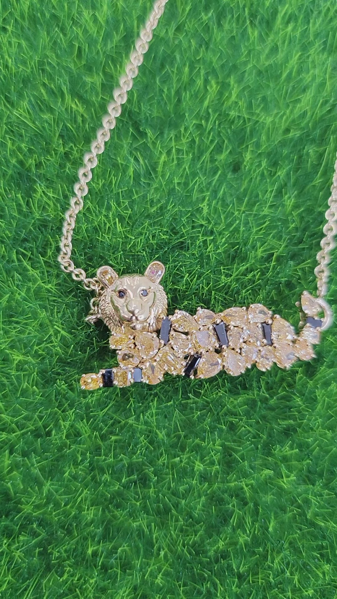 Fancy Color Diamond Tiger Pendant / Brooch