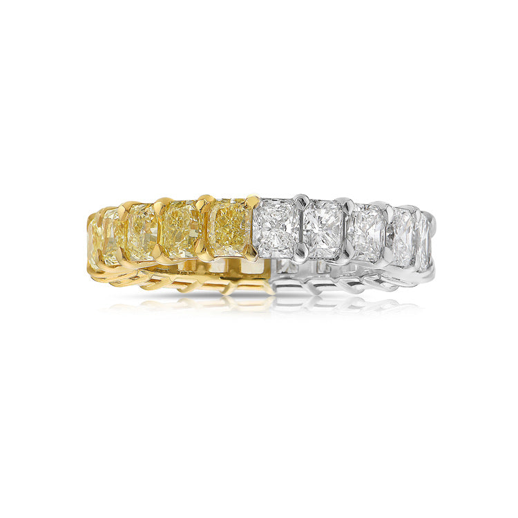 3.47ctw Half Yellow Half White Radiant Diamond Band