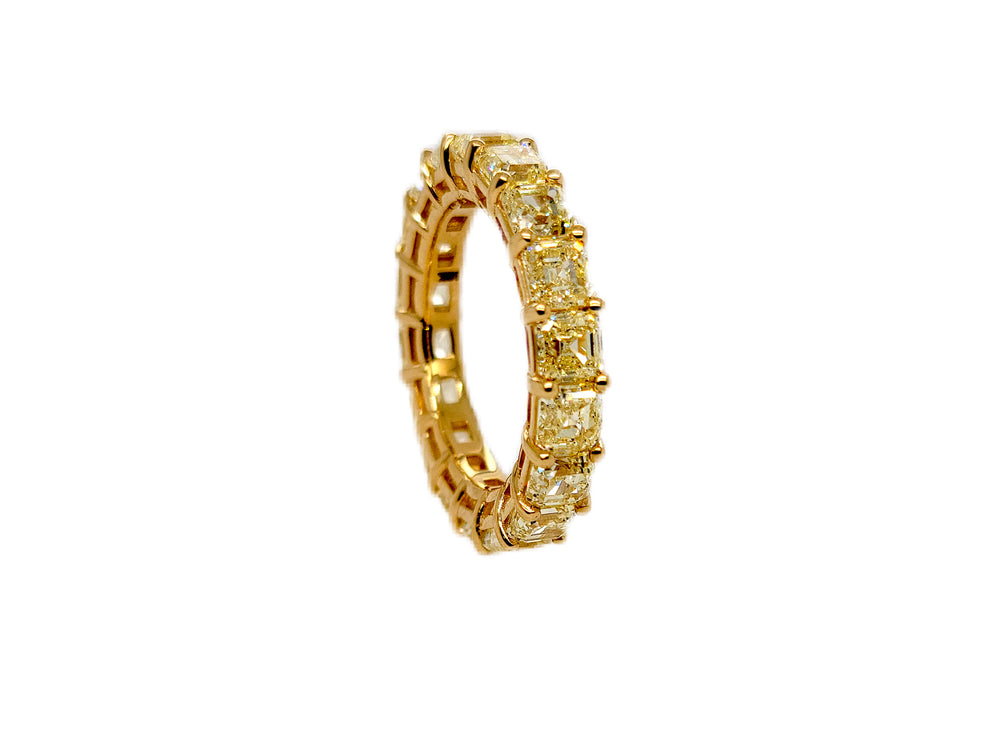 Yellow Diamond Asscher Cut Eternity Band - Namdar Diamonds
