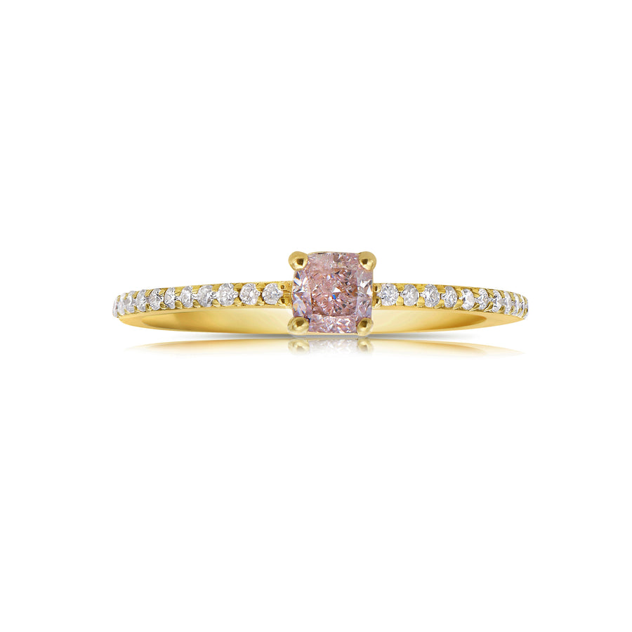 0.47ct Fancy Light Pink Cushion Diamond Stackable Ring