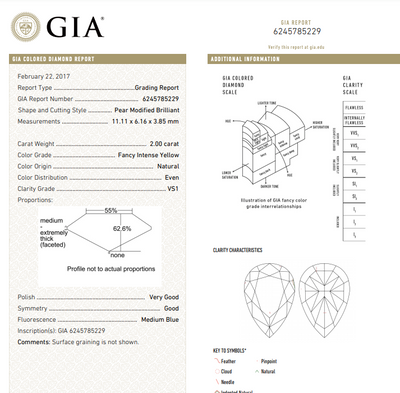 2.00ct Fancy Intense Yellow Pear Shape VS1 GIA Pendant - Namdar Diamonds