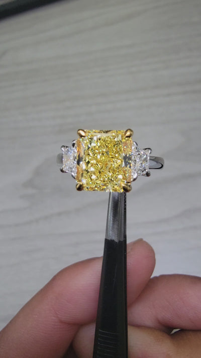 3.59ct Fancy Intense Yellow Radiant SI1 GIA Ring
