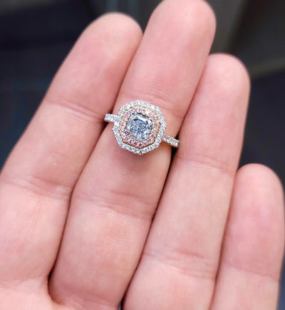 0.85ct Light Blue Radiant VVS2 Ring GIA