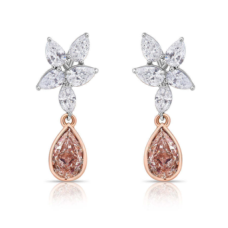 1.19ct & 1.16ct Pink Diamond Drop Earrings GIA