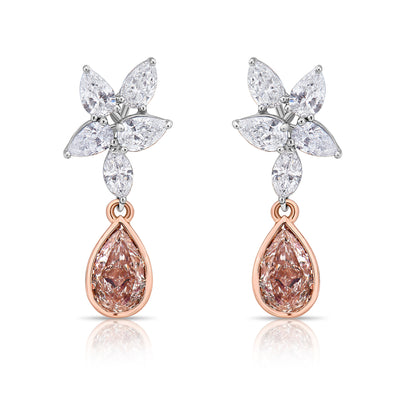 1.19ct & 1.16ct Pink Diamond Drop Earrings GIA