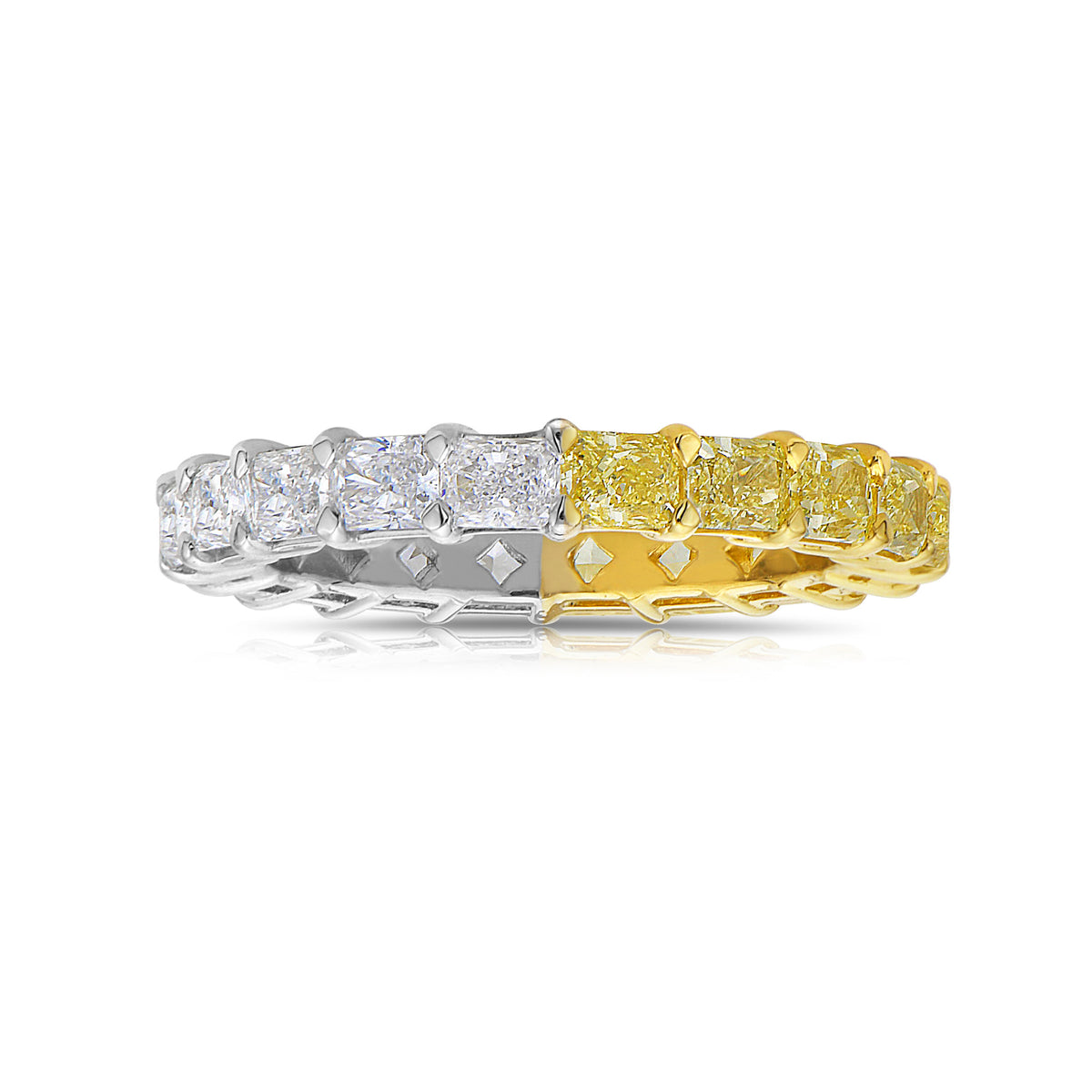 Half Yellow Diamond Half White Diamond Radiant East-West Eternity Band