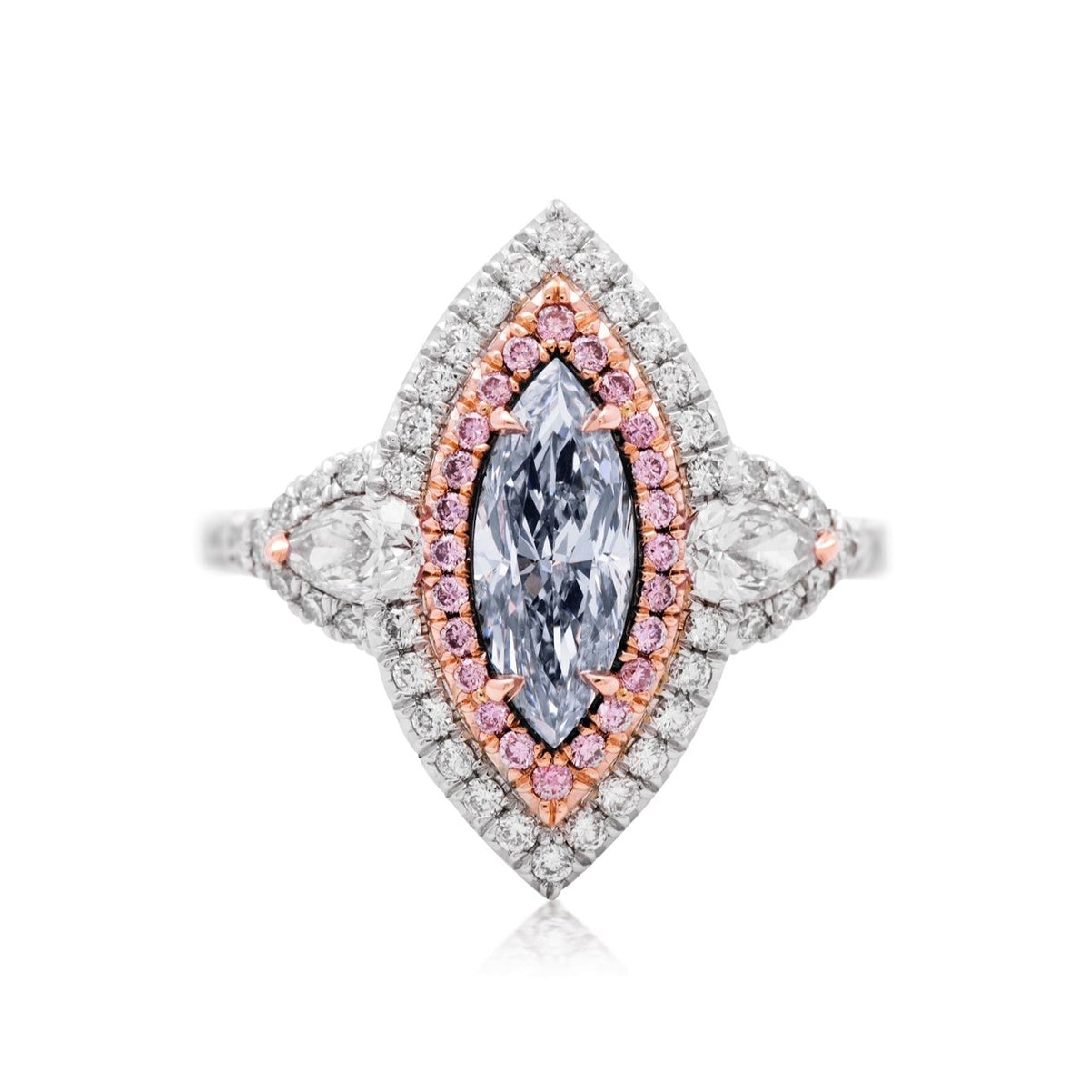 1.01ct Light Blue Marquise Diamond Ring SI2 GIA
