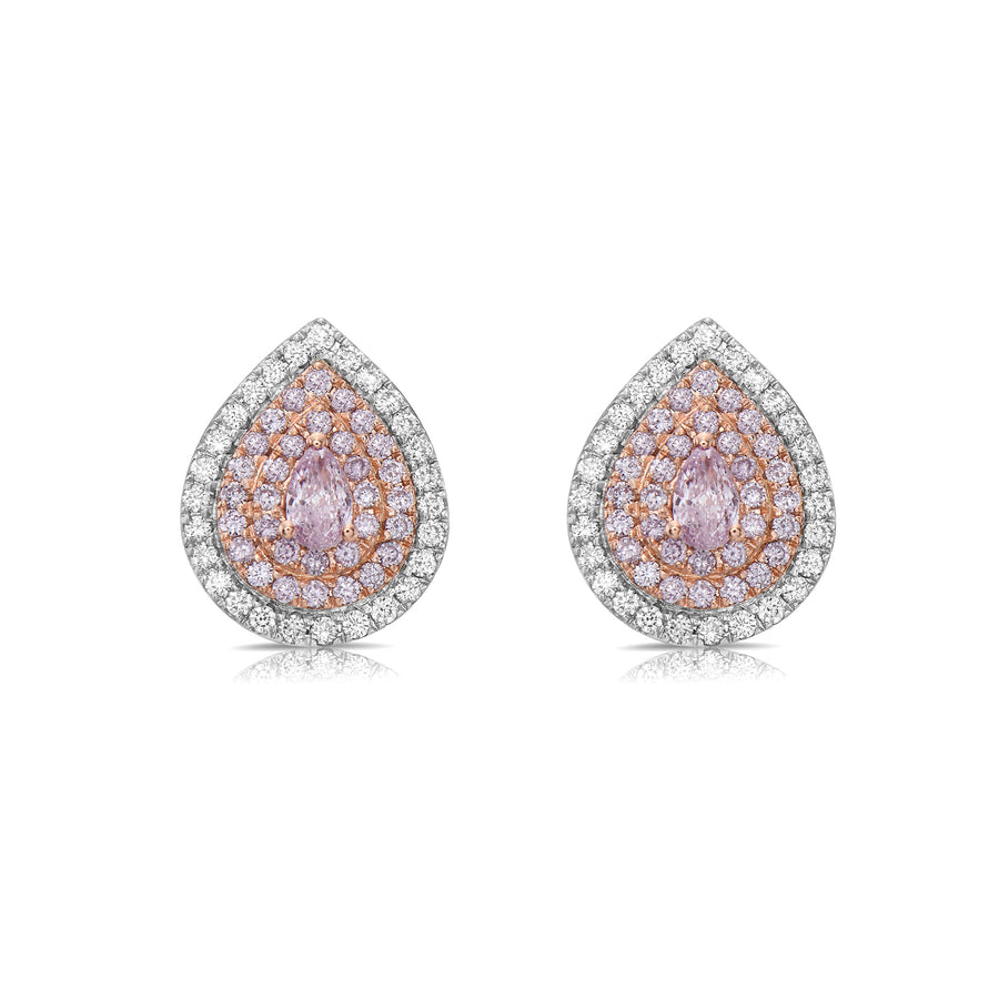 0.81ctw Pink Pear Diamond Stud Earrings