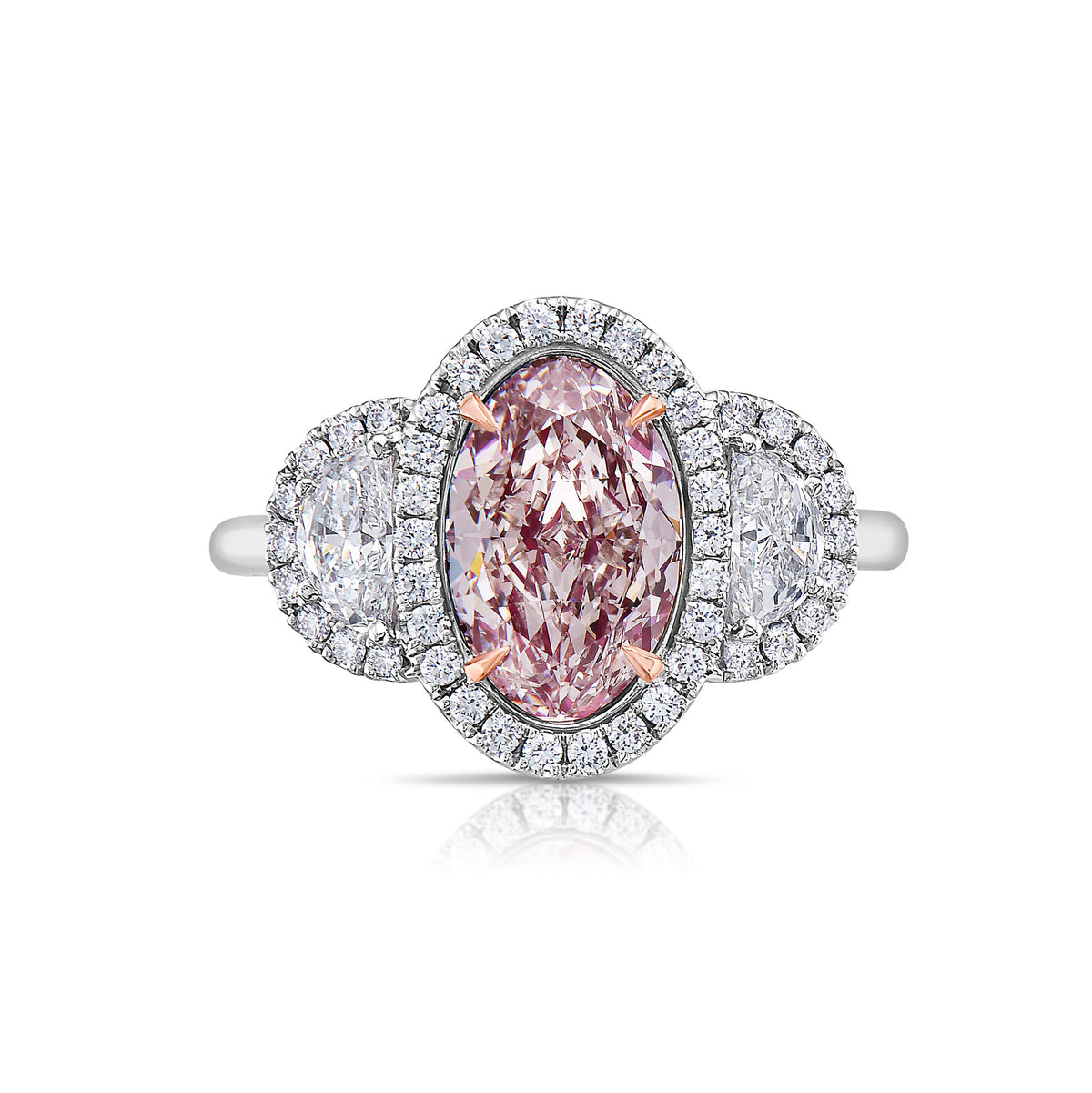 2.06ct Oval Light Pink Diamond Ring SI2 GIA