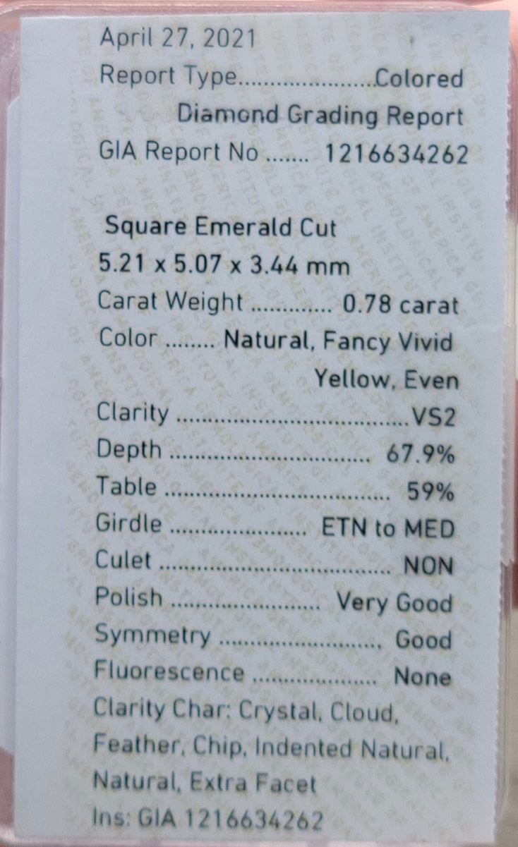 Fancy Vivid Yellow Asscher Cut
