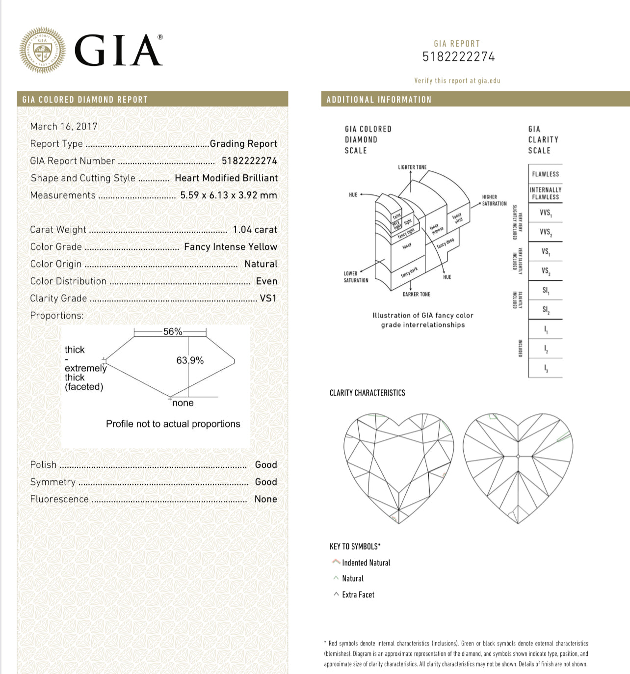 1.04ct Fancy Intense Yellow Heart VS1 GIA - Namdar Diamonds