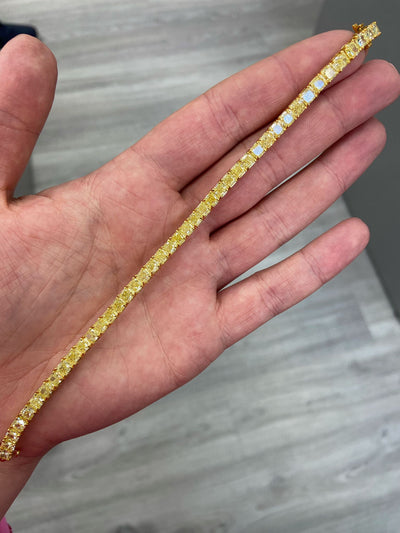 Fancy Yellow Cushion Cut Tennis Bracelet