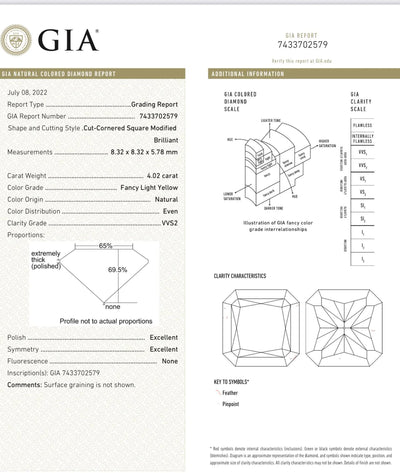 4.02ct Fancy Light Yellow Radiant VVS2 GIA Ring