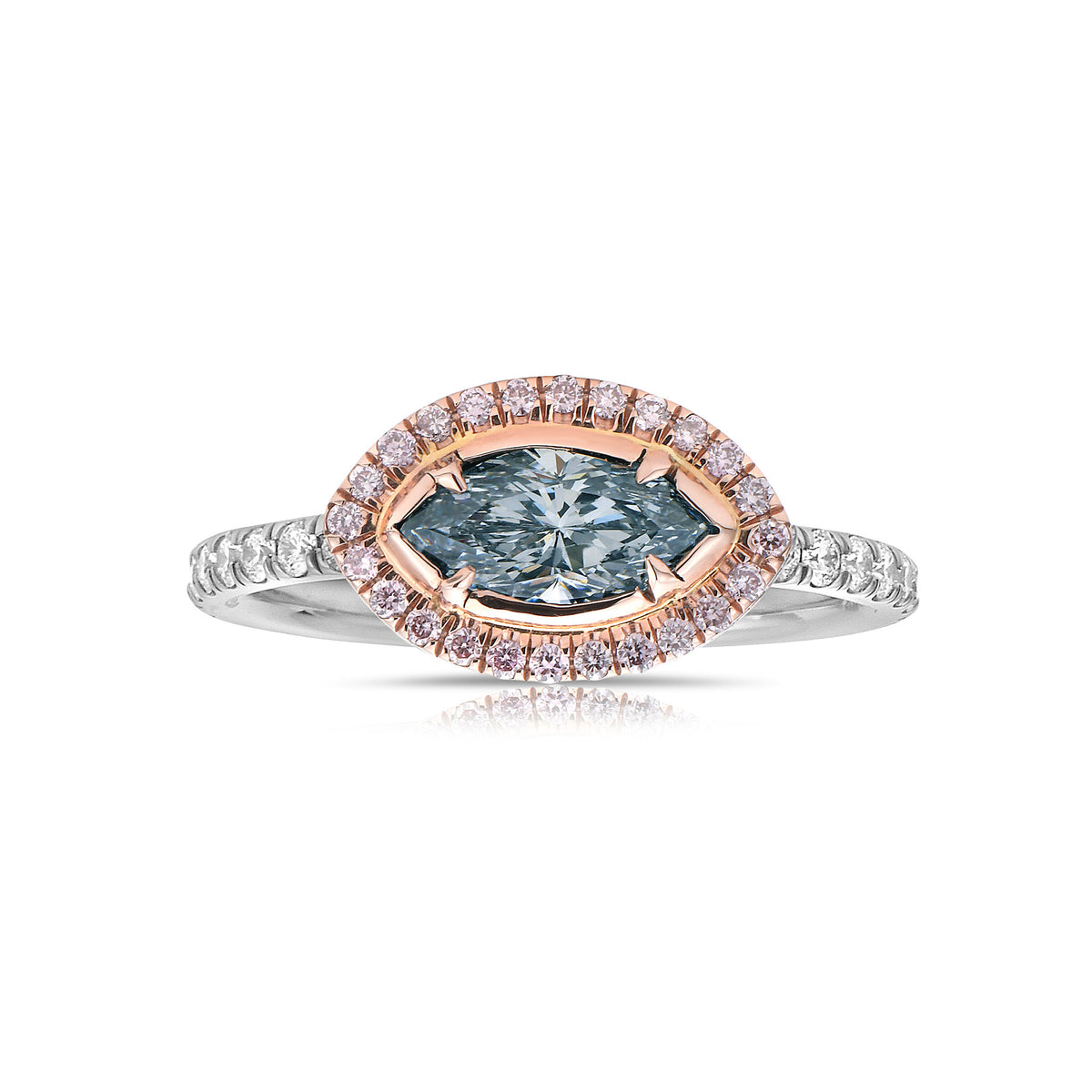 0.71ct Fancy Light Grayish Blue Marquise Diamond Ring SI1 GIA