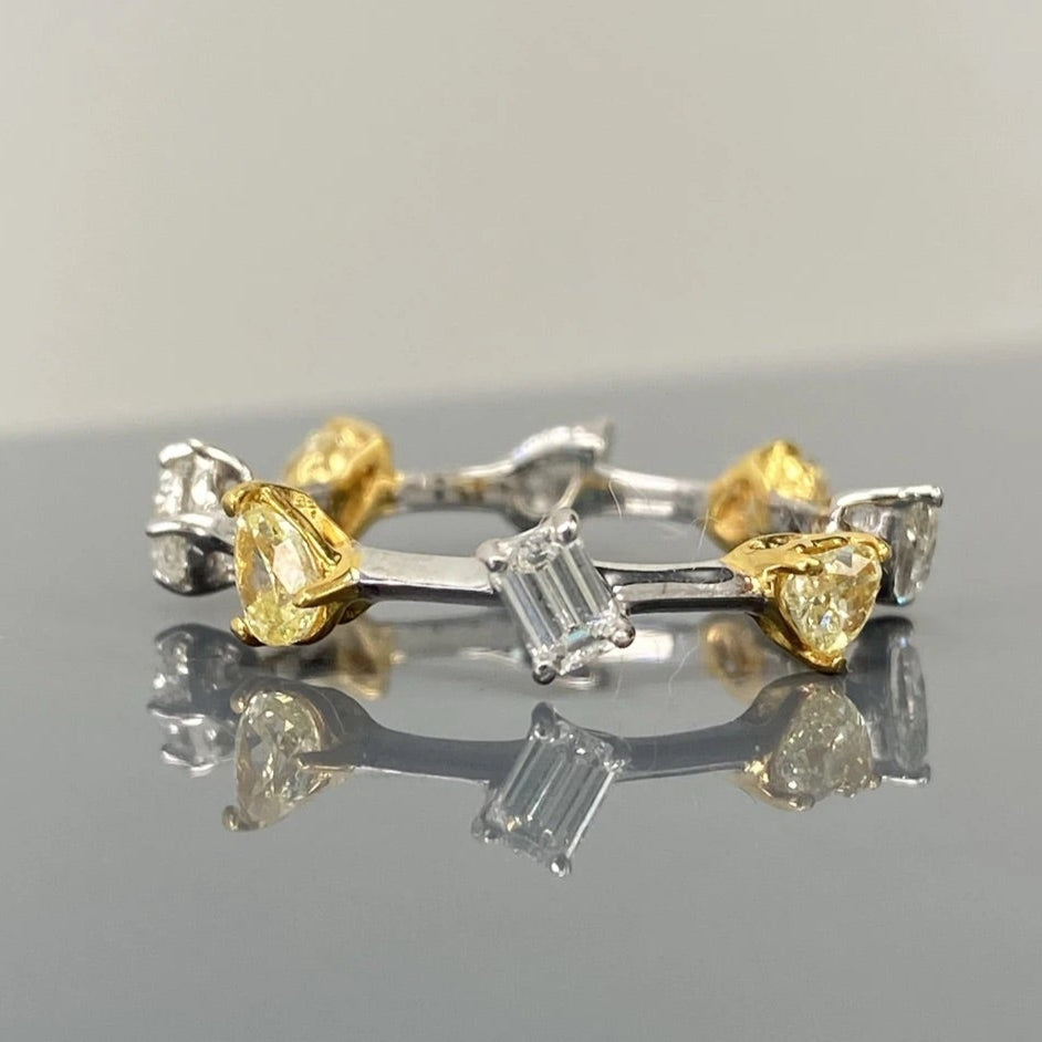 1.21ct Yellow Diamond & White Diamond Mix Shape Ring