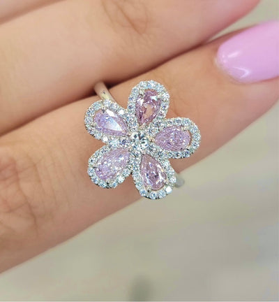 Pink Diamond ‘Ora’ Flower Ring