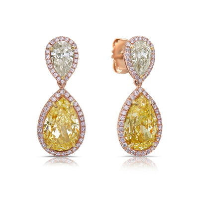 3.01 & 3.03ct Light Yellow Pears VS GIA Earrings