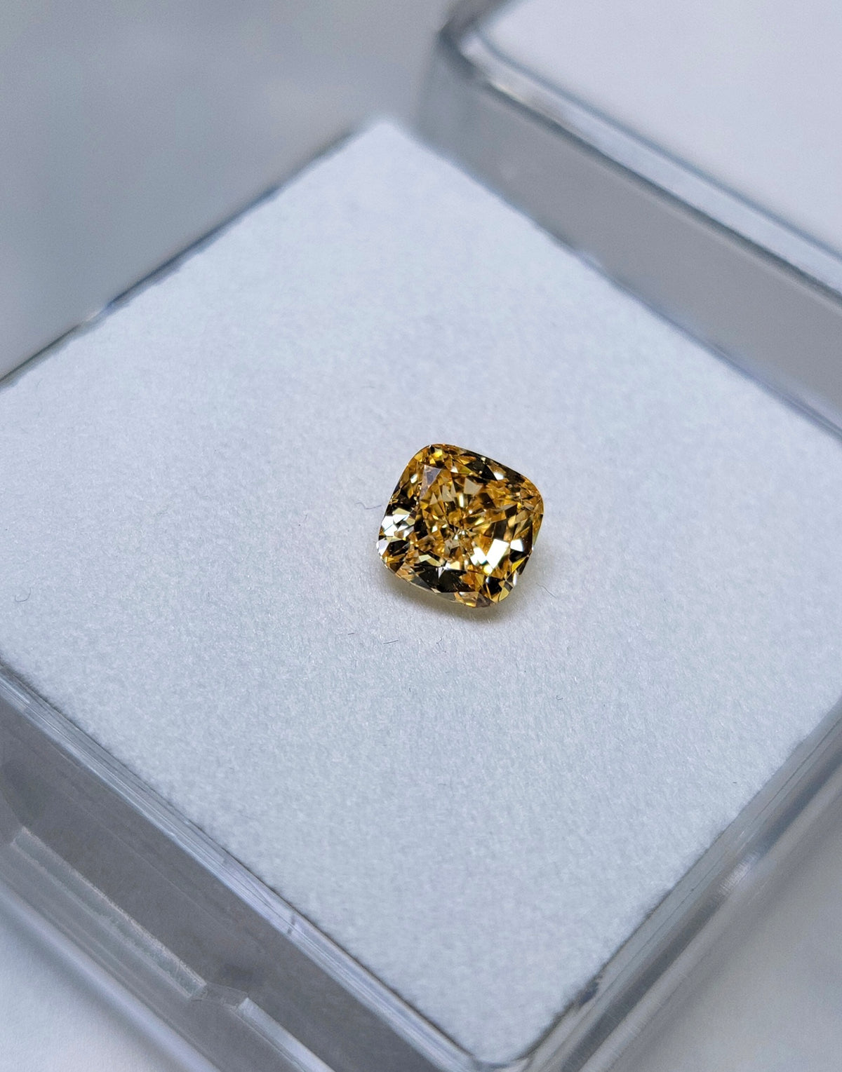 1.08ct Fancy Intense Yellowish Orange Cushion Diamond VS1 GIA